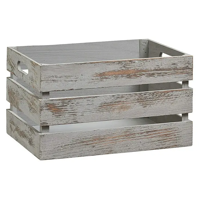 Zeller Present Holzkiste - L x B x H: 35 x 25 x 20 cm, Grau - Graue Holzkiste im Used-Look. Die Kiste hat praktische Griffe und ist ideal für die Aufbewahrung verschiedener Gegenstände.