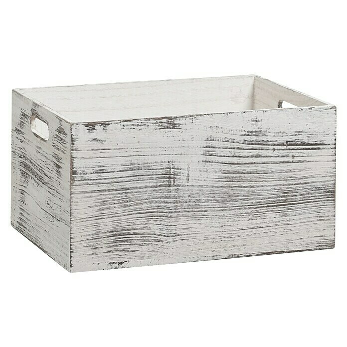 Boîte de rangement en bois Rustic blanc M