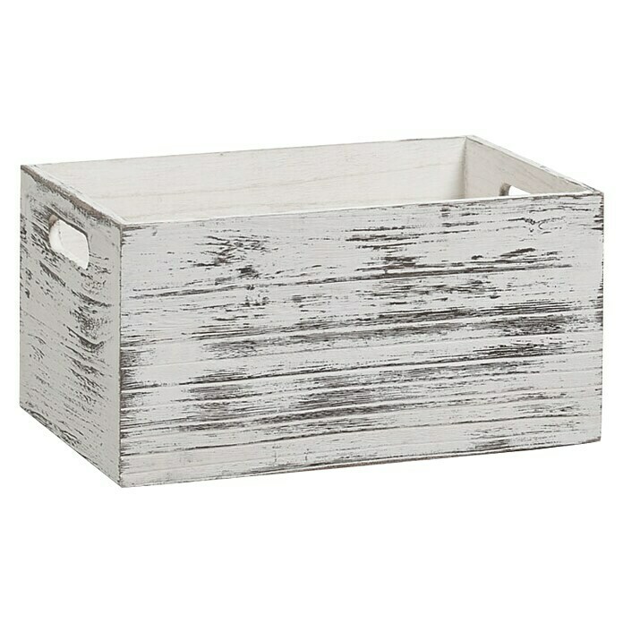 Boîte de rangement en bois Rustic blanc S