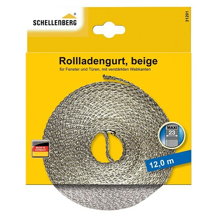 Schellenberg Rollladengurt MaxiBeige, Länge: 12 m, Gurtbreite: 23 mm Front View