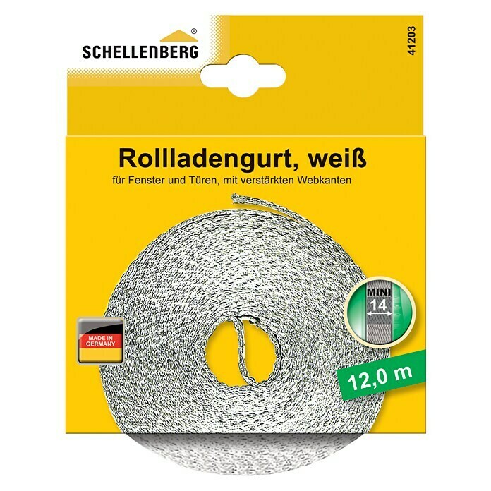 Schellenberg Rollladengurt Mini12 m, Breite: 14 mm, Weiß Front View