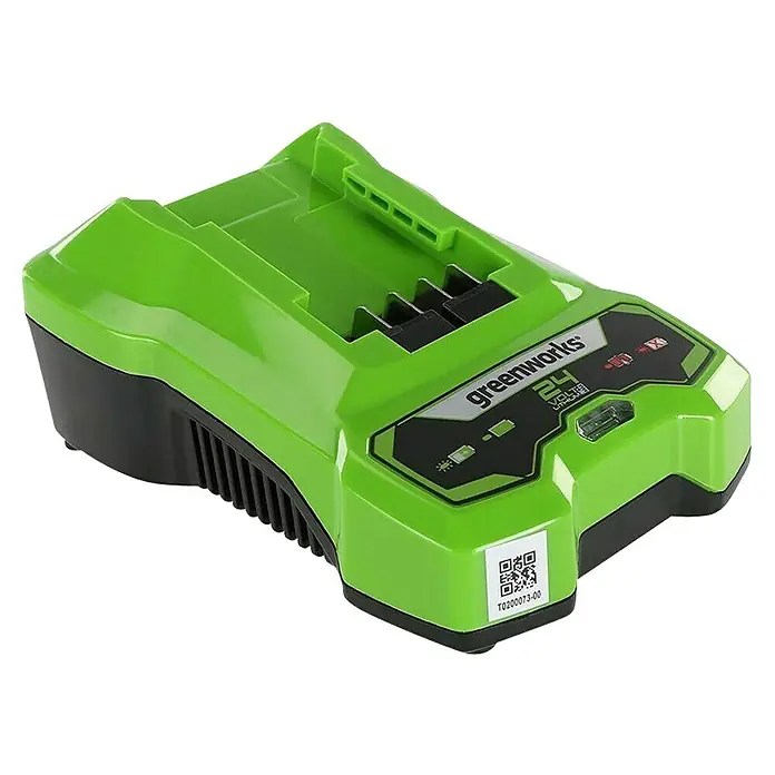 Greenworks Akku-Ladegerät GW 24V 2 A - Passend für: Greenworks 24-V-Akkus, 24 V - Greenworks 24-Volt-Lithium-Ionen-Akku-Ladegerät für eine zuverlässige und effiziente Stromversorgung Ihrer Werkzeuge.