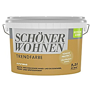 SCHÖNER WOHNEN-Farbe Wandfarbe Trendfarbe (Crema, 2,5 l, Matt, Konservierungsmittelfrei)