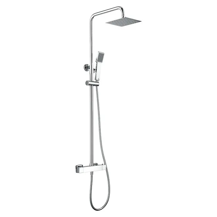 Imex Art Sistema de ducha - Grifo termostático, Cromo - Columna de ducha cromada con rociador superior y ducha de mano. Diseño elegante para un baño moderno.