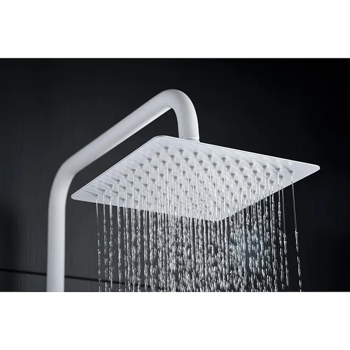 Imex Art Sistema de ducha - Grifo termostático, Blanco - Elegante y moderno accesorio de cabezal de ducha blanco con una suave cascada de agua para una experiencia relajante.