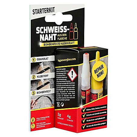 HG Power Glue Kleber-Set Klebstoff und Granulat (6 g, 2 -tlg., Flasche)