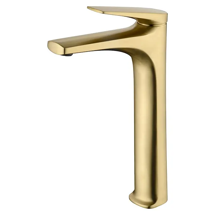 Imex Delos Grifo de lavabo alto - Oro - Elegante grifo dorado con caño curvo, ideal para baños modernos. Destaca por su diseño elegante y su construcción de alta calidad.