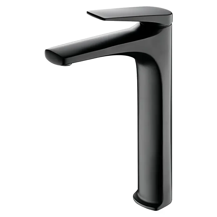 Imex Delos Grifo de lavabo alto - Negro - Elegante grifo negro. Moderno mezclador de lavabo de baño con diseño oscuro para baños elegantes.