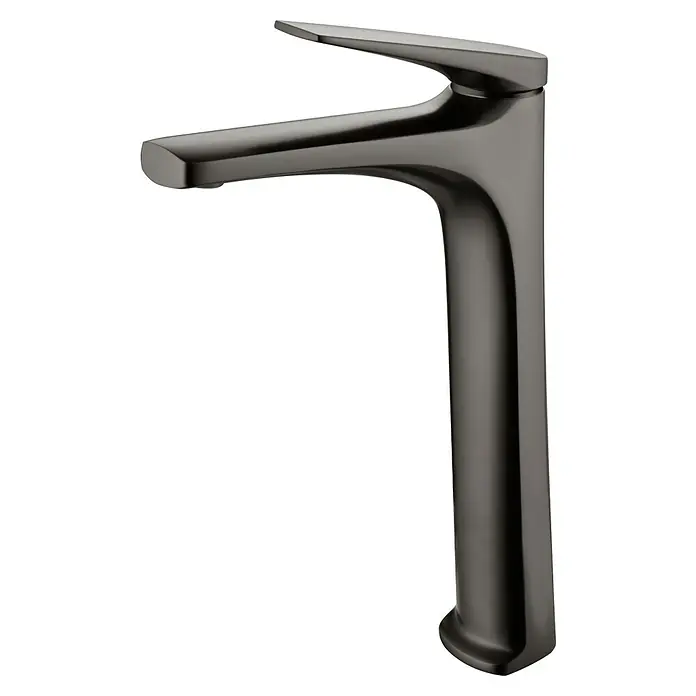 Imex Delos Grifo de lavabo alto - Black gun metal - Elegante y moderno grifo negro cepillado. El diseño es minimalista pero llamativo. Ideal para un baño moderno.