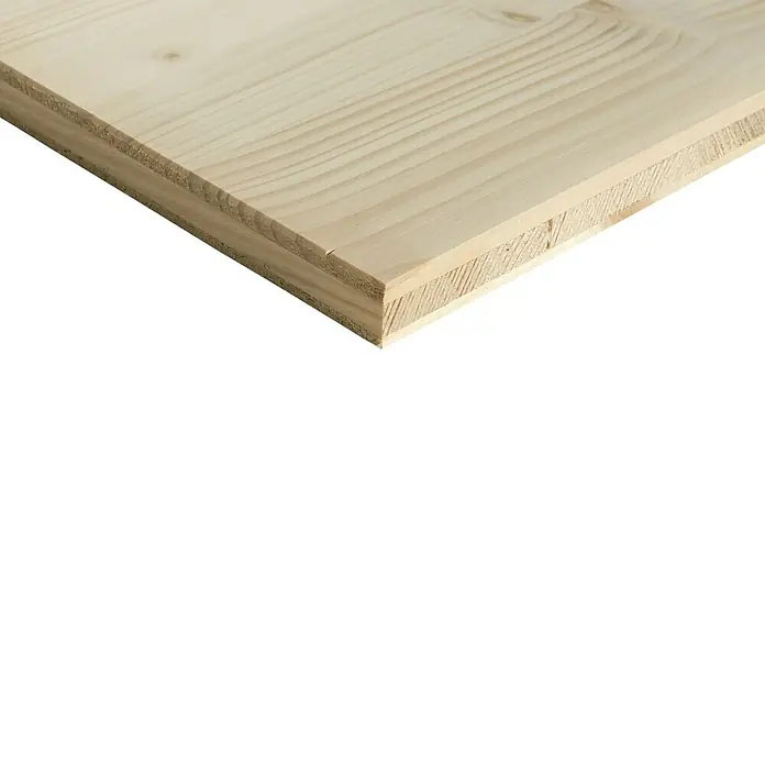 elka 3-Schichtplatte Vita - Fichte, 2.500 x 1.015 x 19 mm - Helle Massivholzplatte mit sichtbarer Maserung und keilgezinkten Kanten, geeignet für Möbel oder Bau.