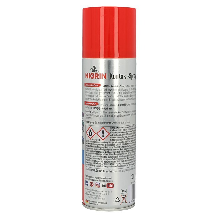 Nigrin Kontaktspray RepairTec, 72226, wasserverdrängendes Spezialmittel,  Spray, 400ml – Böttcher AG