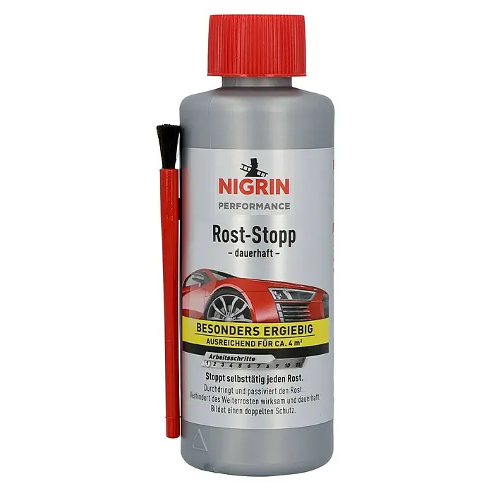 Nigrin Rost-Blocker - 200 ml - Rost-Stopp von Nigrin Performance mit Pinsel. Rostschutzmittel für Autos, stoppt selbsttätig Rost und verhindert Weiterrosten.