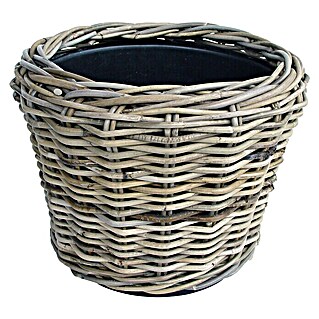 Van der Leeden Drypot Pflanzkorb (Ø x H: 43 x 33 cm, Rattan, Grau)