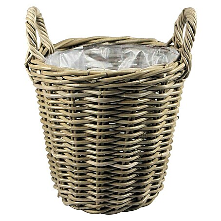 Van der Leeden Pflanztopf (Ø x H: 35 x 25 cm, Rattan, Braun)