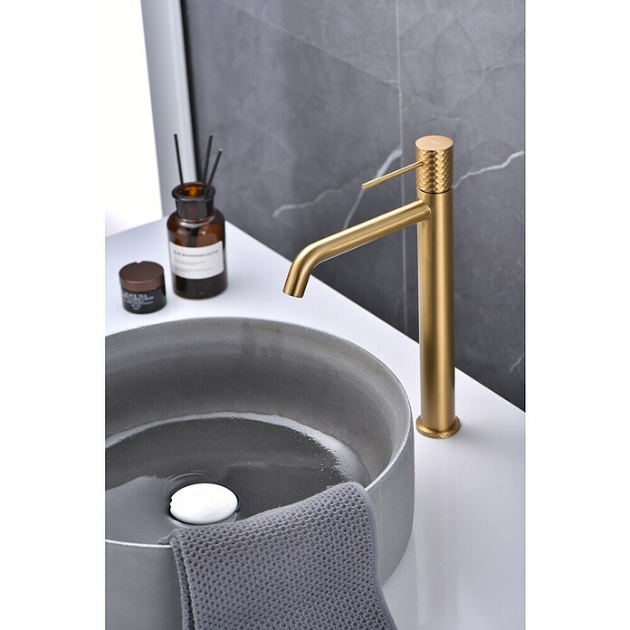 Imex Génova Grifo de lavabo alto (Oro) | BAUHAUS