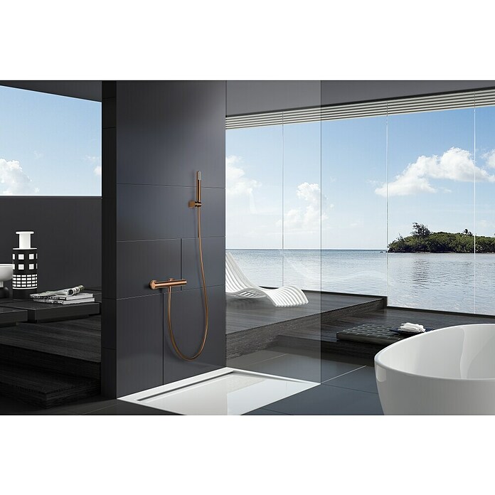 Imex Génova Grifo con termostato (Ancho: 29,5 cm, Oro rosa) | BAUHAUS