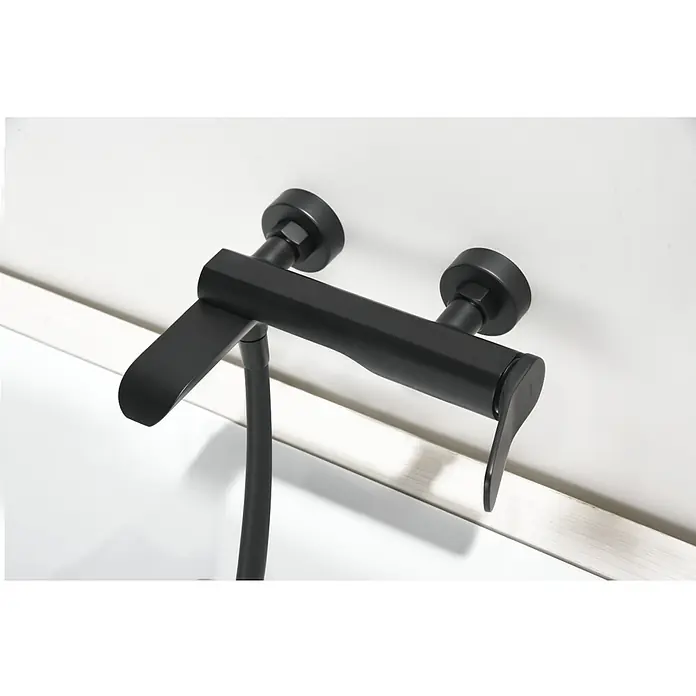 Imex Dinamarca Grifo monomando de bañera - Profundidad del grifo: 20,2 mm, Negro, Mate - Grifo de baño negro con palancas, montaje en pared. Diseño de baño moderno.