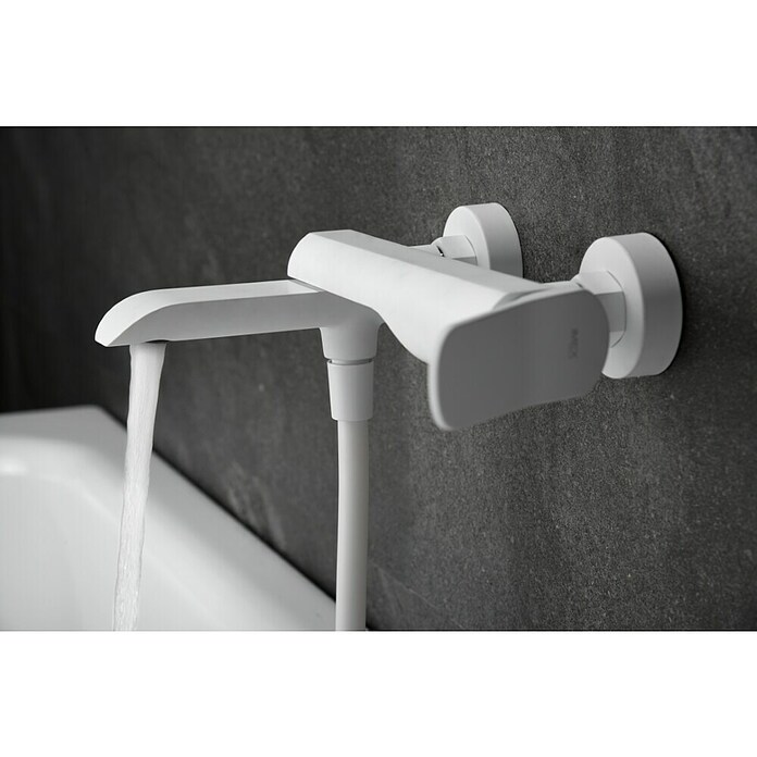 Imex Dinamarca Grifo monomando de bañera (Profundidad del grifo: 20,2 cm, Blanco, Mate) | BAUHAUS