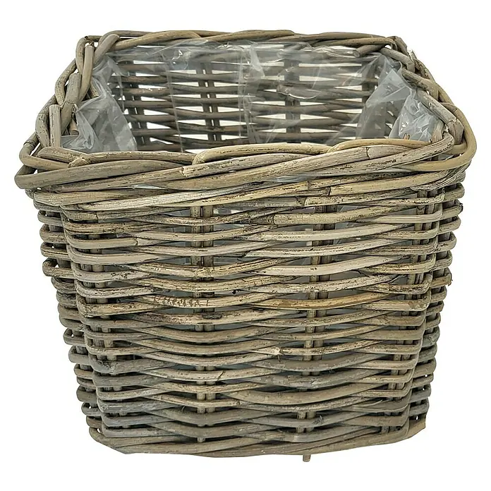 Van der Leeden Pflanzkasten - L x B x H: 27 x 27 x 25 cm, Rattan, Grau  online kaufen bei BAUHAUS