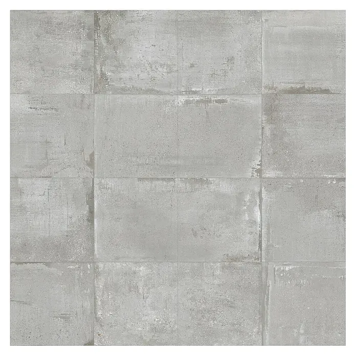 Feinsteinzeugfliese Bond Ash - 60 x 60 cm, Grau, Matt - Graue Fliesen im Betonlook mit dezenten Gebrauchsspuren, die eine moderne und industrielle Atmosphäre schaffen. Ideal für Boden- und Wandgestaltung.