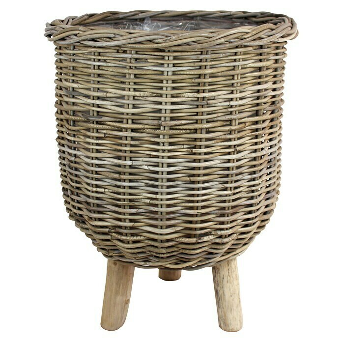 Van der Leeden Pflanzkorb (Ø x H: 41 x 54 cm, Rattan, Grau) | BAUHAUS