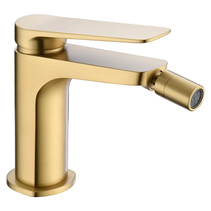 Imex Nápoles Grifo monomando de bidé - Oro - Grifo dorado con caño plano. Diseño elegante para baños modernos.