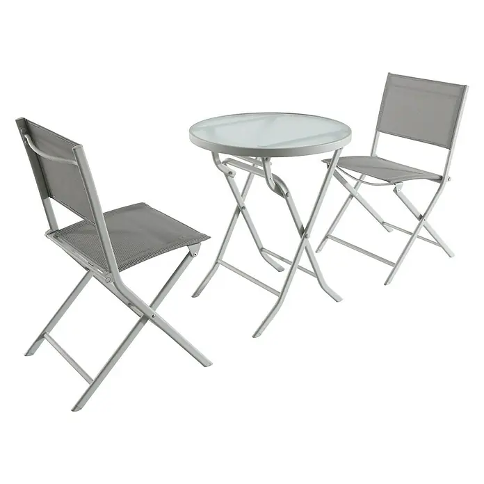 Sunfun Conjunto de muebles de balcón Miren - 3 pzs. - Un juego de mesa y sillas de patio con una mesa redonda y dos sillas plegables, ideal para exteriores.