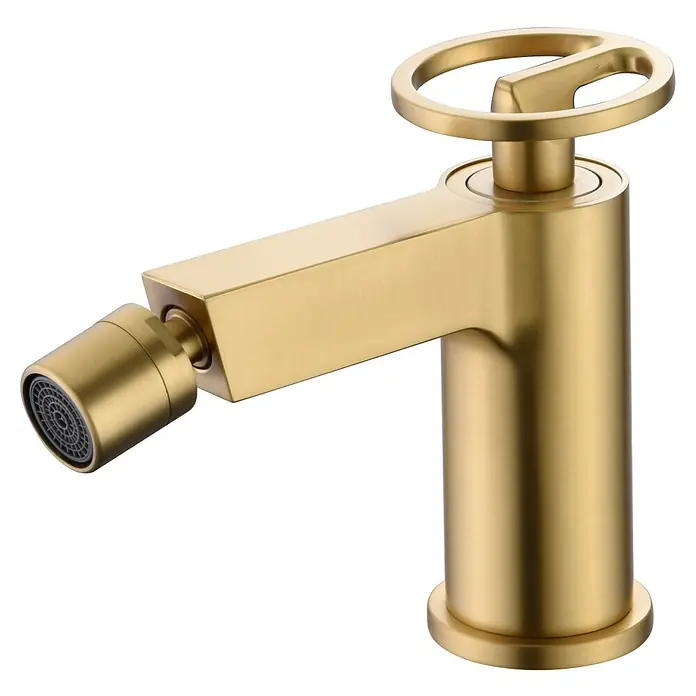 Imex Olimpo Grifo monomando de bidé - Oro - Grifo de bidé dorado con mango redondo y diseño moderno, ideal para agregar estilo a cualquier baño. Diseñado para la higiene y comodidad.