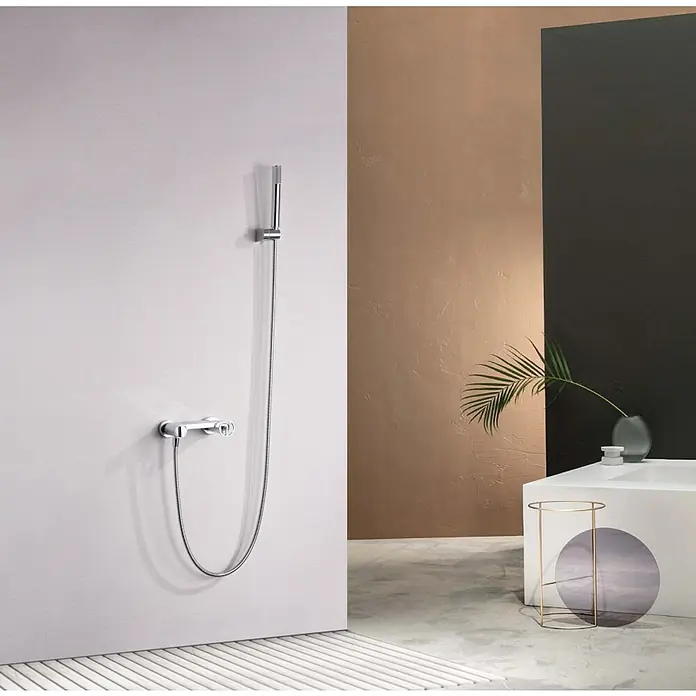 Imex Olimpo Grifo de ducha - Cromo - Elegante sistema de ducha con grifería cromada y ducha de mano. Ideal para baños modernos y una experiencia de ducha con estilo.