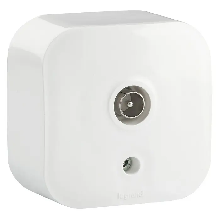 Legrand Forix Toma TV - Blanco, Plástico, Montaje en la pared - Toma de antena de TV Legrand blanca con bordes redondeados para conectar cables de antena a la pared en zonas de estar.