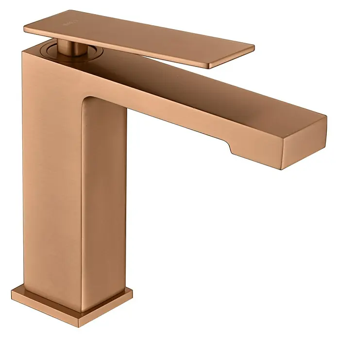 Imex Pisa Grifo de lavabo - Oro rosa - Elegante grifo rectangular en color cobre. Su moderno diseño añade un toque de lujo y estilo a cualquier baño.