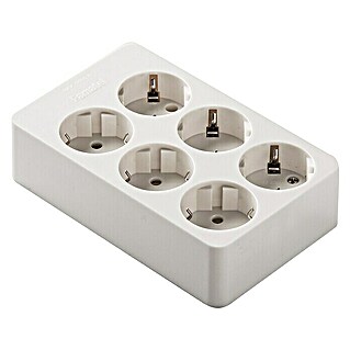 Famatel Base de enchufe múltiple cuadrada (Número de enchufes Schuko: 6 ud., Blanco)