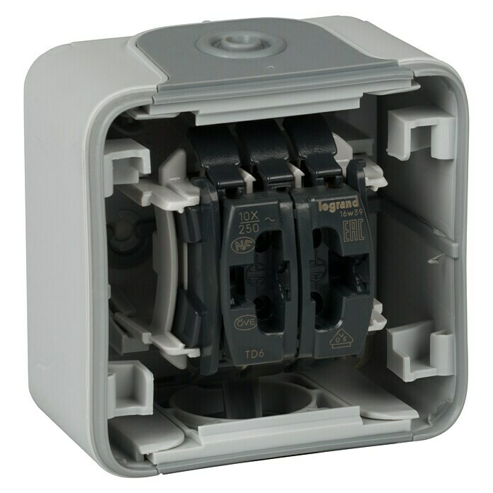 Legrand Interruptor/Conmutador doble Plexo (Gris, Montaje en la pared,  IP55)