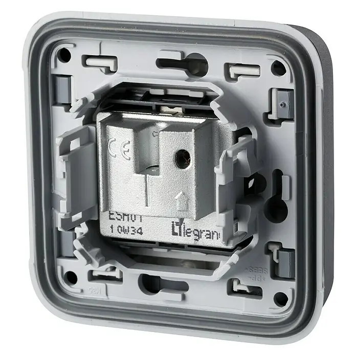 Legrand Plexo Pieza insertada para caja de antena - x 1, Plástico, Gris - Detalle de un producto Legrand, que muestra el diseño y los detalles de fabricación. Ideal para usar en cuadros y armarios eléctricos.