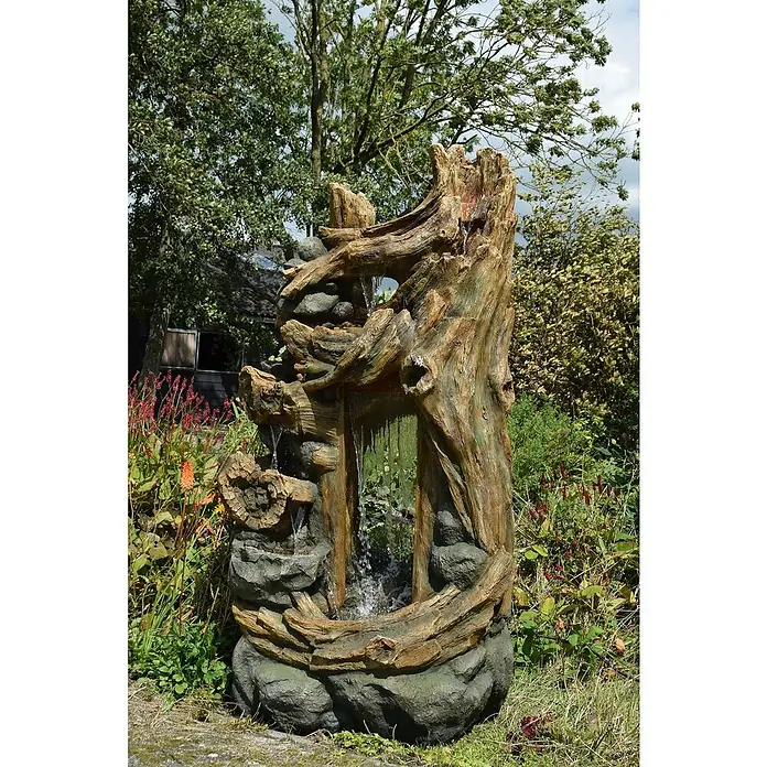 Ubbink AcquaArte Standbrunnen Kalloni - 207 x 104 x 104 cm - Wunderschöner Gartenbrunnen in Baumstammoptik, der eine natürliche und beruhigende Atmosphäre in jeden Außenbereich bringt.