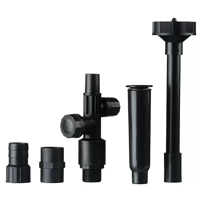 Ubbink Wasserspielpumpe ProLine 3000 Eco - Fördermenge pro Std.: 2.510 l - Sortiment schwarzer Kunststoff-Bewässerungs- und Sanitärkomponenten, inkl. Verbindern, T-Ventil und Steigrohren.