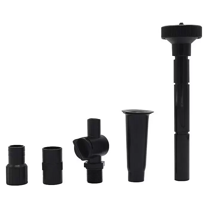 Ubbink Wasserspielpumpe ProLine 700 Eco - Fördermenge pro Std.: 700 l - Satz schwarzer Kunststoff-Pumpen-/Filterzubehörteile: Anschlüsse, Ventil, Filterkorb und Teleskop-Steigrohr.