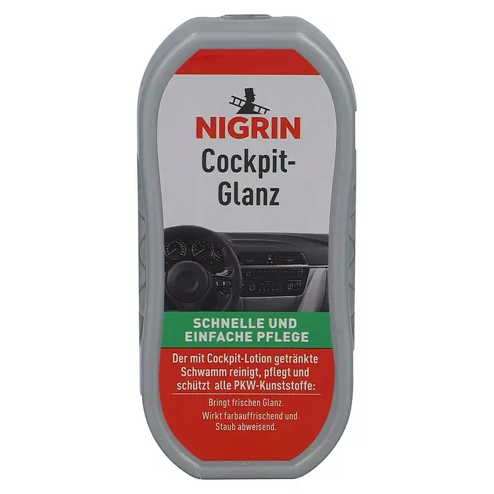 Nigrin Cockpit-Silikonschwamm Quick Shine - Glänzend - Nigrin Cockpit-Glanz für die schnelle und einfache Pflege von Auto-Kunststoffen. Reinigt, pflegt und schützt mit frischem Glanz und staubabweisender Wirkung.