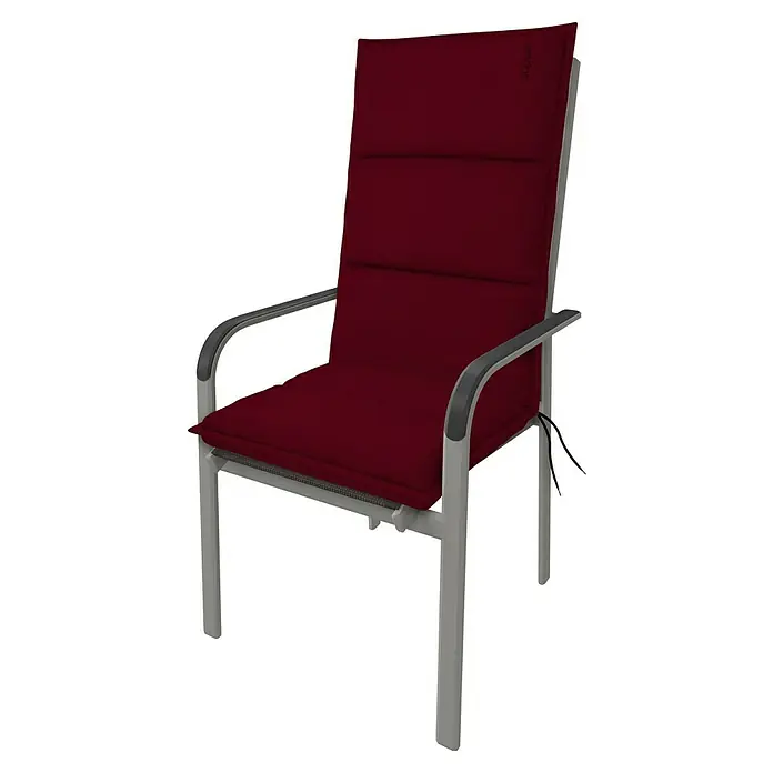 Doppler Sitzauflage Hochlehner City - Rot, L x B x H: 119 x 48 x 6 cm, Polyester - Ein stilvoller Gartenstuhl mit weinroter Polsterung bietet Komfort und Eleganz für entspannte Stunden im Freien.