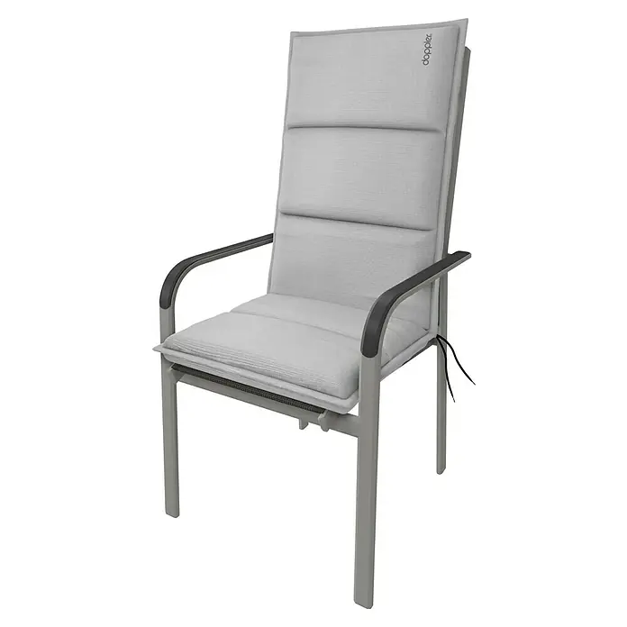 Doppler Sitzauflage Hochlehner City - Hellgrau, L x B x H: 119 x 48 x 6 cm, Polyester - Bequemer, hellgrauer Sessel mit hoher Rückenlehne und Armlehnen für entspannte Stunden im Freien. Perfekt für Garten oder Terrasse.
