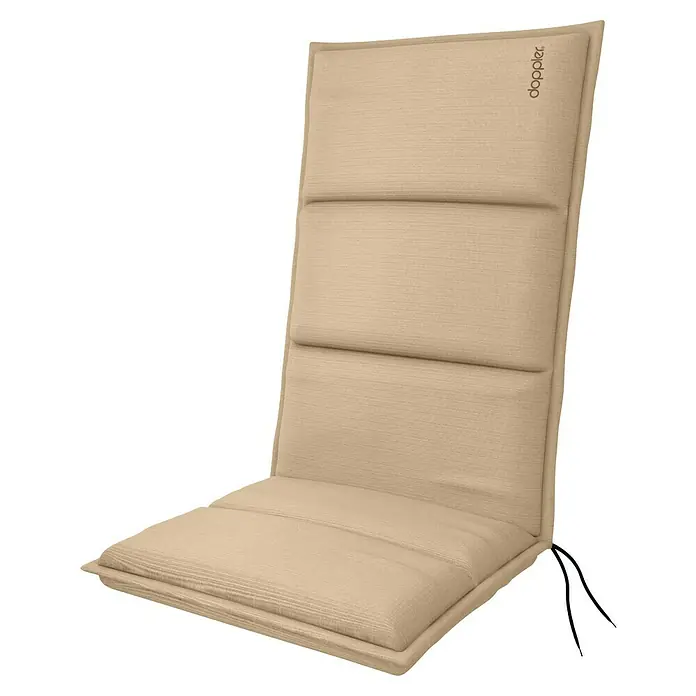 Doppler Sitzauflage Hochlehner City - Beige, L x B x H: 119 x 48 x 6 cm, Polyester - Bequemes, beigefarbenes Gartenstuhlauflage mit stilvoller Steppung, ideal für entspannte Stunden im Freien.
