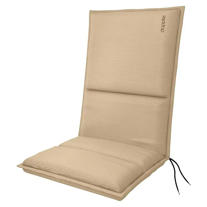 Doppler Sitzauflage Midi City - Beige, L x B x H: 110 x 48 x 6 cm, Polyester - Ein bequemes, sandfarbenes Stuhlkissen mit hoher Rückenlehne von Doppler, perfekt für Gartenmöbel und entspannte Stunden im Freien.