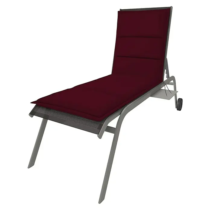 Doppler Liegenauflage City - Rot, L x B x H: 195 x 60 x 6 cm, Liegenauflage - Eine moderne Liege mit silbernem Gestell und burgunderroter Polsterung. Ideal für Garten oder Terrasse.