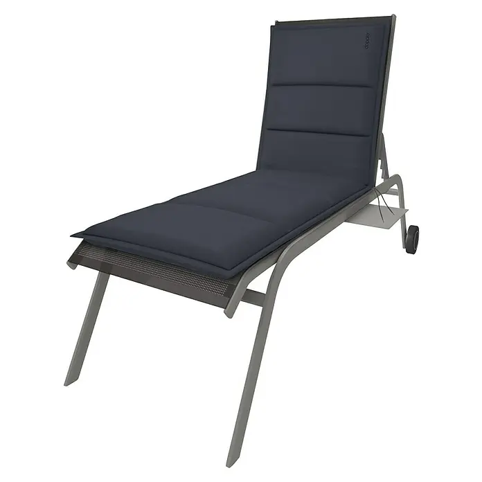 Doppler Liegenauflage City - Dunkelblau, L x B x H: 195 x 60 x 6 cm, Liegenauflage - Eine moderne graue Sonnenliege mit bequemer Polsterung, ideal für entspannte Stunden im Garten oder auf der Terrasse. Das Gestell ist robust und wetterfest.