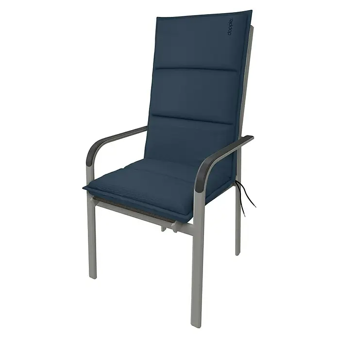 Doppler Sitzauflage Hochlehner City - Dunkelblau, L x B x H: 119 x 48 x 6 cm, Polyester - Ein blauer Doppler-Gartenstuhl mit hoher Rückenlehne und gepolstertem Sitz. Ideal für entspannte Stunden im Freien.