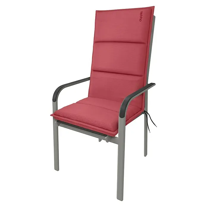 Doppler Sitzauflage Hochlehner City - Pink, L x B x H: 119 x 48 x 6 cm, Polyester - Ein stilvoller Gartenstuhl mit rotem Kissen, ideal für entspannte Stunden im Freien. Bequemes Design für optimalen Komfort.