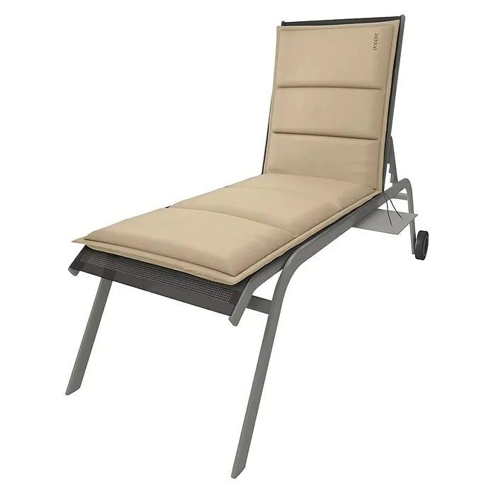 Doppler Liegenauflage City - Beige, L x B x H: 195 x 60 x 6 cm, Liegenauflage - Sonnenliege mit grauen Gestell und beige farbiger Auflage für entspanntes Sonnenbaden im Garten oder auf der Terrasse.