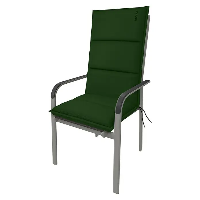 Doppler Sitzauflage Hochlehner City - Dunkelgrün, L x B x H: 119 x 48 x 6 cm, Polyester - Ein grüner Gartenstuhl mit Armlehnen, der Komfort und Stil für den Außenbereich vereint.