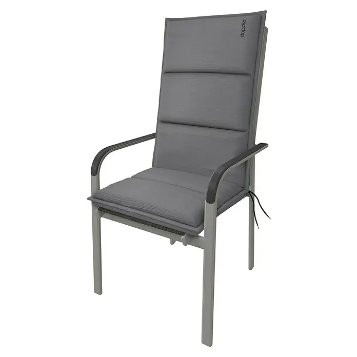 Doppler Sitzauflage Hochlehner City - Grau, L x B x H: 119 x 48 x 6 cm, Polyester - Der graue Doppler Stuhl mit Armlehne und Polsterauflage bietet bequemen Sitzkomfort im Garten oder auf der Terrasse.