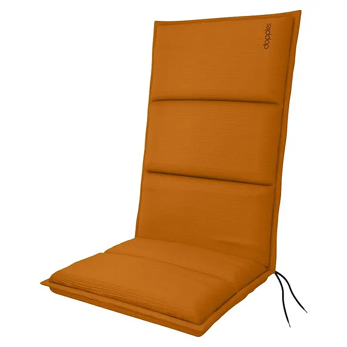 Doppler Sitzauflage Hochlehner City - Orange, L x B x H: 119 x 48 x 6 cm, Polyester - Ein orangefarbenes Doppler-Stuhlkissen mit Rückenlehne, ideal für zusätzlichen Komfort im Garten oder auf der Terrasse.